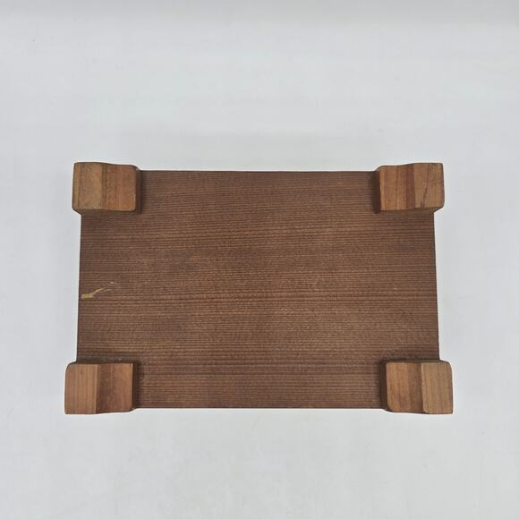 Vintage Wood Jewelry Trinket Box with Hinged Cottage Scene Lid Brown - Picture 7 of 10